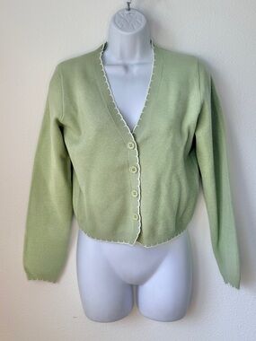 Willow and Wind NEW Light Sage Green V-Neck Button-Front Cardigan Sweater Sz S